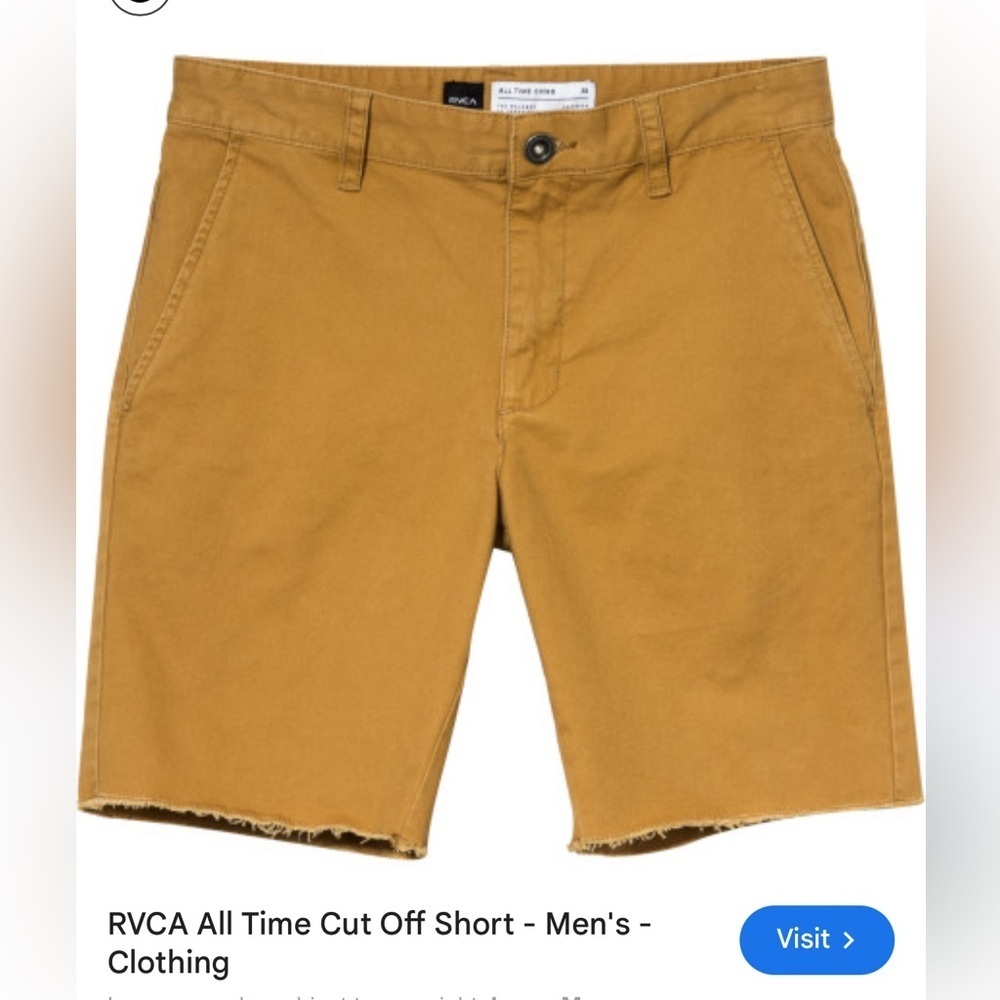 RVCA ALL Time Chino cutoff Shorts Mens Size 30 Outdoor Skateboard NWOT